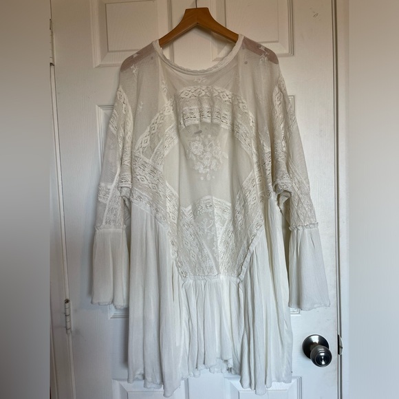 NWT Free People Lace Belle Sleeve Victorian Style Mini Dress Ivory Size Small - Picture 10 of 12